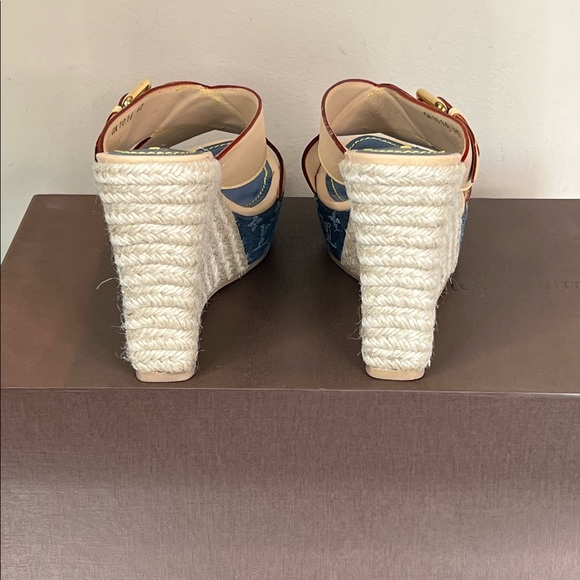 Louis Vuitton Denim Leather Wedge Sandal - Picture 6 of 15